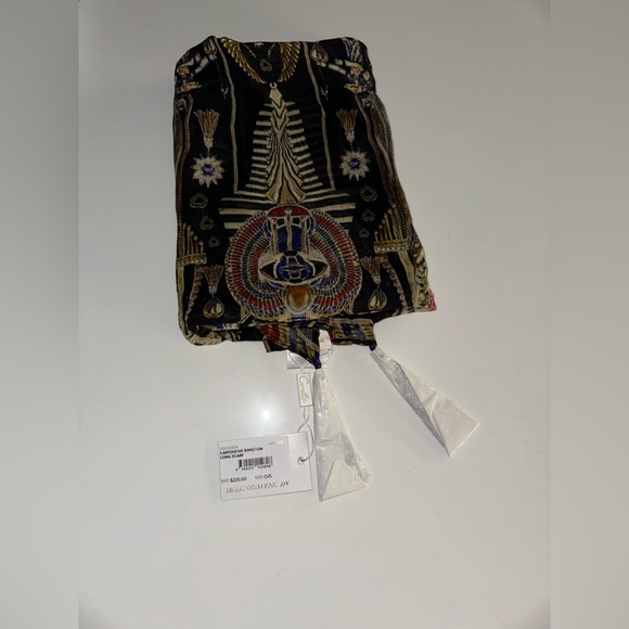 Camilla “Cartouche Kingdom” black silk Egyptian scarf shawl head wrap top belt - Picture 3 of 4